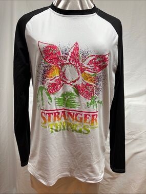 Stranger Things Graphic Raglan Tee - White & Black